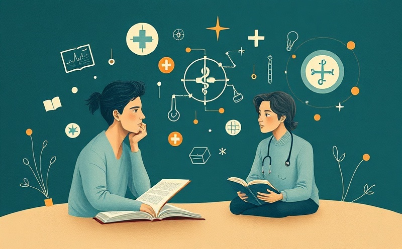 Abstract illustration showing philosophical contemplation and medical symbols